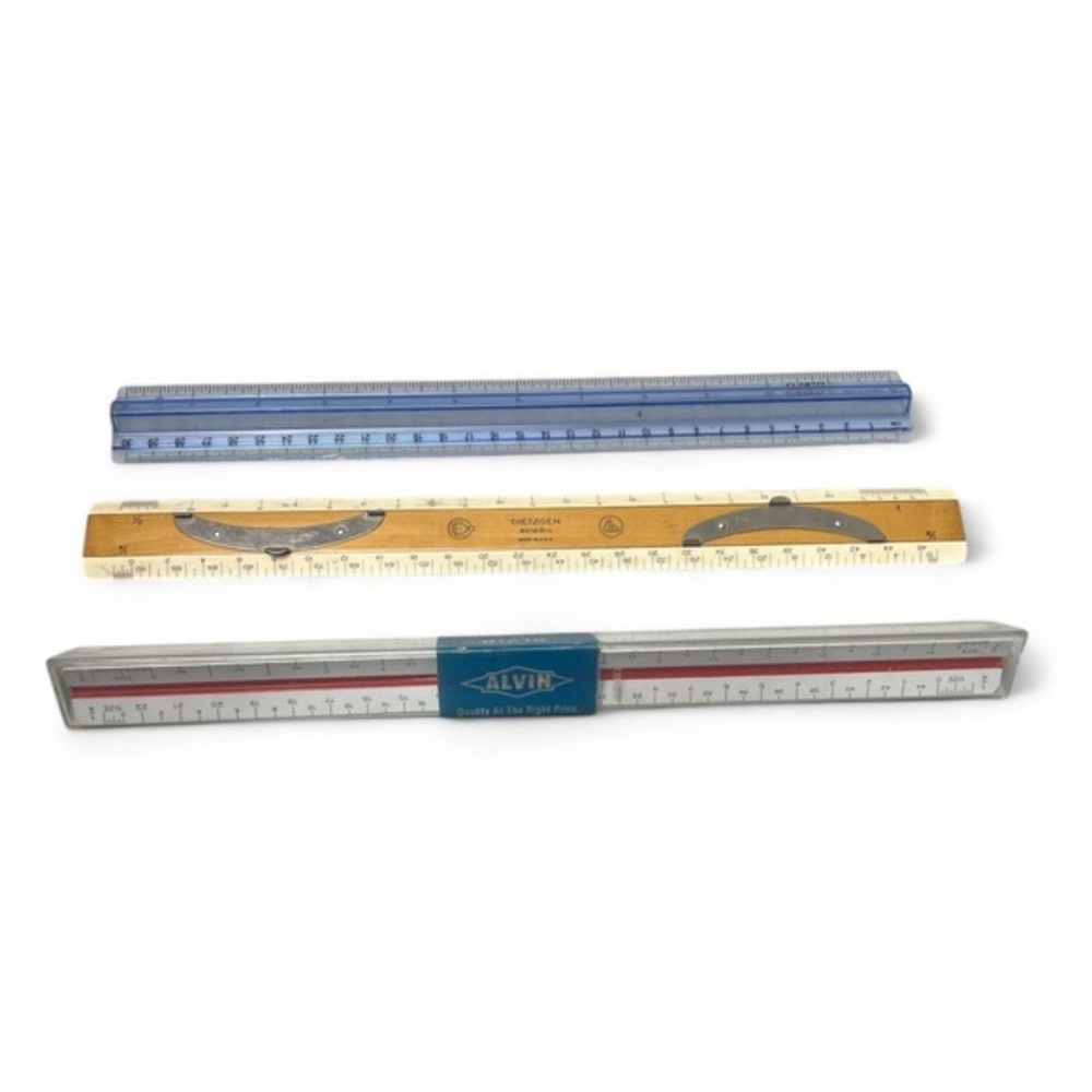 Alvin Dietzgen Drafting Scale Rulers Lot 3 Mechanical Architect Engineer Vintage